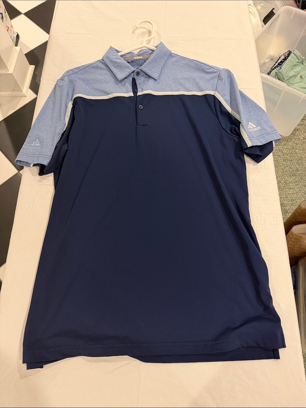 adidas Men’s Navy and Light Blue Performance Polo